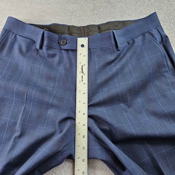 IZOD 2-Piece Suit Jacket & Pants Mens 42 S/ 36W Dark Blue Check Single Breasted - Picture 14 of 16